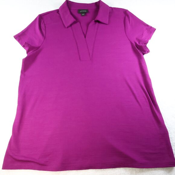 J Jill Wearever Womens S Knit Top Split-Neck Fuchsia Dark Pink - Picture 2 of 5